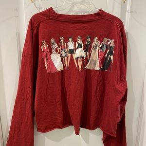 Red Taylor’s Version Cropped Long Sleeve Tee 3X Dark Red Cotton Official Merch
